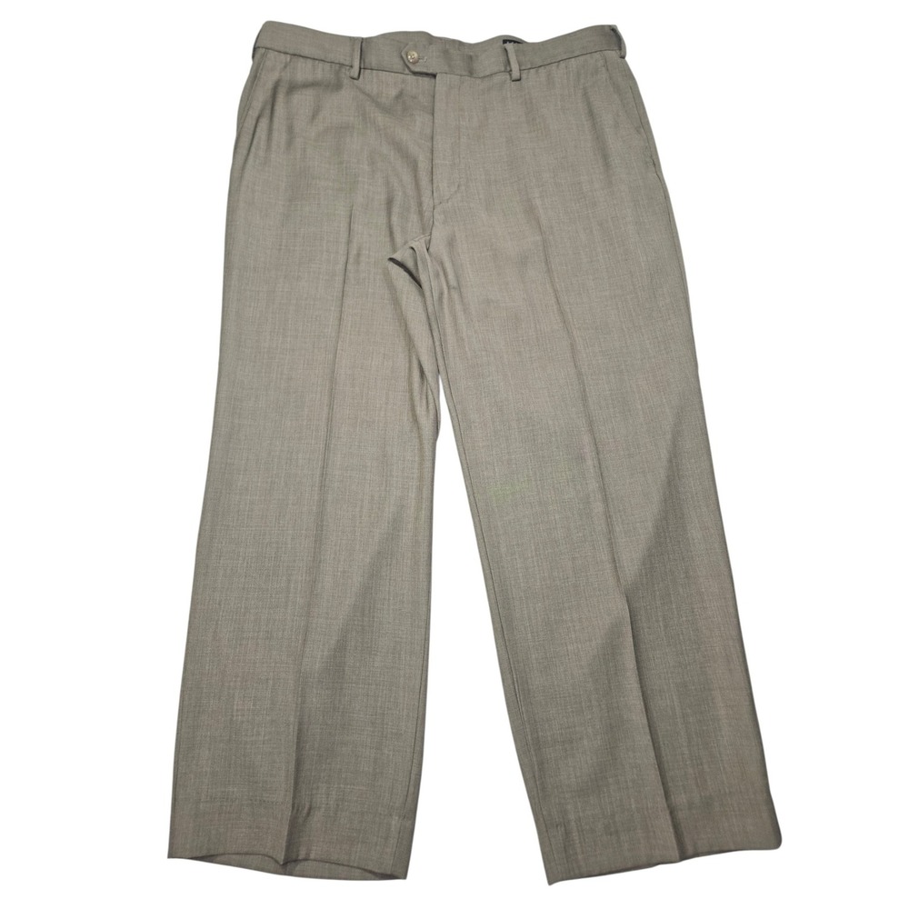 Perry Ellis VTG America Flat Front Dress Pants Khaki Taupe Sz 38x30